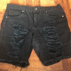 ripped biker short jeans
